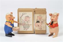 Schuco, 2 Tanzfiguren "Schweinchen"