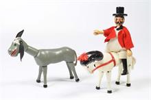 Schoenhut's, Humpy Dumpy Circus: 1 Figur + 2 Tiere 50er Jahre