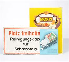 2 Schilder "Mokri" + "Platz frei Halten" + Schreibmappe "Hoffmanns Stärke"