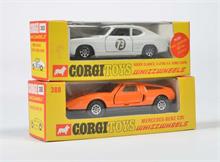 Corgi Toys, Roger Clark's 3 Litre P.6 Ford Capri Nr. 303 + Mercedes Benz C 111 Nr. 388