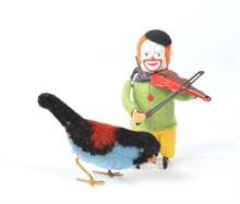Schuco, Clown mit Geige + Pick Vogel