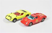 Corgi Toys, Ferrari Berlinetta + Lamborghini Miura P 400