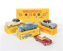 Dinky Toys, 4x Mercedes + Verkehrszeichen Set