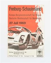 4 Plakate "Preis der Nationen Formel 5000" 1970, "Europameisterschaft für Wagen + Deutsche Meisterschaft für Motorräder"
