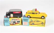 Corgi Toys, Bedford Dornmobile "Evening Standard" silber/schwarz + Citroen Safari