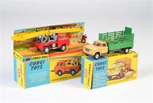 Corgi Toys, Dodge D 600 Kew Fargo Tiertransporter + Jeep FC 150 mit Förderband