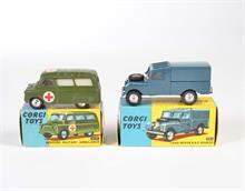 Corgi Toys, RAF Landrover mit geformten Felgen + Bedford Military Ambulance