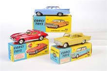 Corgi Toys, Fiat 1800, Corvette, Chevrolet Impala