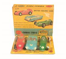 Corgi Toys, British Racing Cars (Speichenfelgen + in Blister)