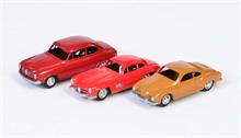 Märklin, 3 Fahrzeuge ( Borgward Isabella, Karmann Ghia + Mercedes Benz 300 SL)
