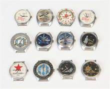 Konvolut Slava, 12 Russische Armbanduhren