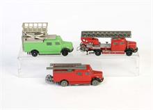 Siku, 2 Feuerwehrautos + Scheren-Turmwagen