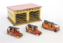 Garage + 3 Fire Trucks