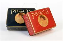 Philos, 2 Zigarettendosen (rot + dunkelgrün)