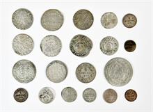 Altdeutschland, kl. Konvolut von altdeutschen Silberkleinmünzen verschiedener Gebiete und Regenten. 20 Stück