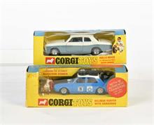 Corgi Toys, Rolls Royce Silver Shadow + Hillman Hunter mit Känguruh