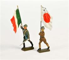 Lineol, 2 Fahnenträger Italien + Japan