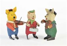 Schuco Kopien, 3 Schweinchen Musiker