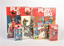 Play Big, 3 Sets + 2 Eisenbahnpackungen , Ritter, Soldaten, Cowboys u.a.