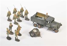 Tippco, Mannschaftstransportwagen WL-212 + 10 marschierende Soldaten (Elastolin)