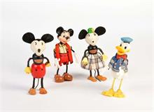 Marx, Schylling, 4 Disney Figuren, Donald, Mickey + Minnie