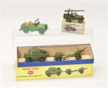 Dinky Toys, Field Gun, Jeep mit Kanone + Militärjeep