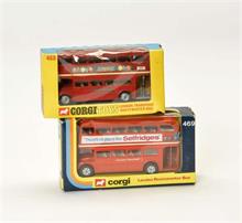 Corgi Toys, 2x London Routenmaster Bus 468 + 469