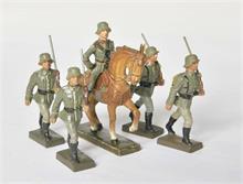 Lineol, 4 Soldaten + 1 Reiter