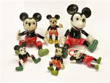 6 Micky Maus Figuren aus Zelluloid