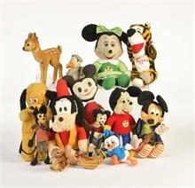 Steiff u.a., 14 Disney Figuren aus Stoff