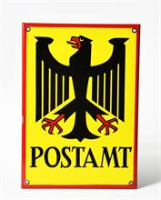 Postamt, Emailleschild, 50er Jahre, 30 x 42 cm, Z 1+