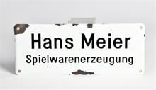 Hans Meier Spielwarenerzeugung, Emailschild
