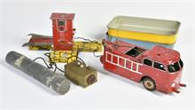 Arnold HM, 5 verschiedene Teile: Büssing Feuerwehr, Hubbühne, 2 LKW Mulden und Steuereinheit