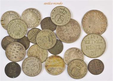 Mecklenburg, Lot von Kleinmünzen des 19. Jhd., von 3 Pfennig bis zum 1/12 Taler