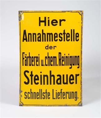 Emailleschild "Steinhauer Färberei"