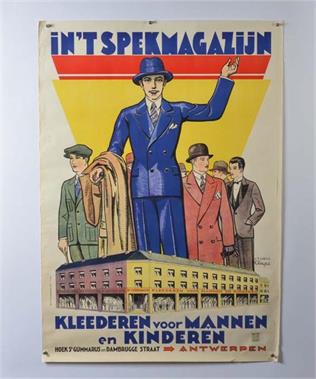 Plakat "In't Spekmagazijn Kleederen"