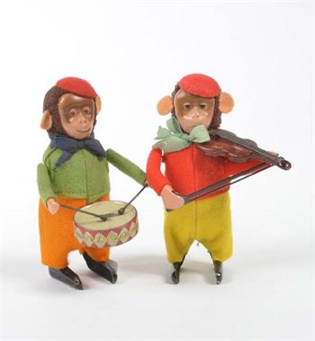 Schuco, 2 Affen mit Trommel + Geige