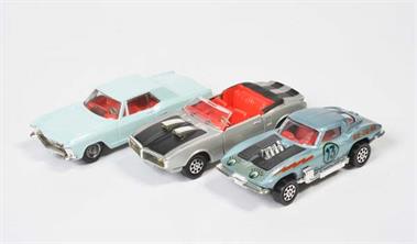 Corgi Toys, Buick Riviera, Pontiac Firebird + Chevrolet Corvette