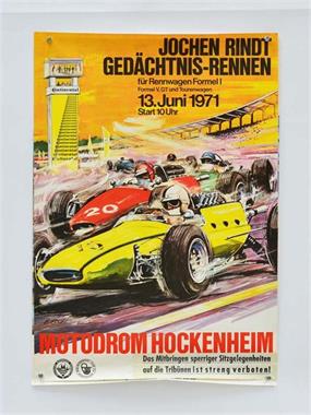 2 Plakate "Jochen Rindt Gedächtnisrennen" 1971 + "Internationales DMV Mai-Pokal-Rennen"1972