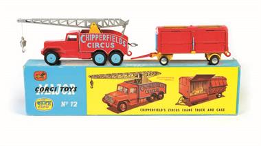 Corgi Toys, 6x6 Crane Truck mit Käfig Anhänger