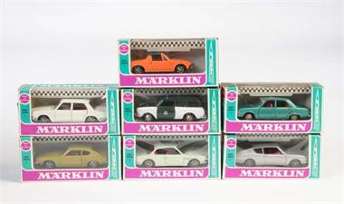 Märklin, 7 Modelle (2x BMW, 2x VW, 2x Audi + Ford)