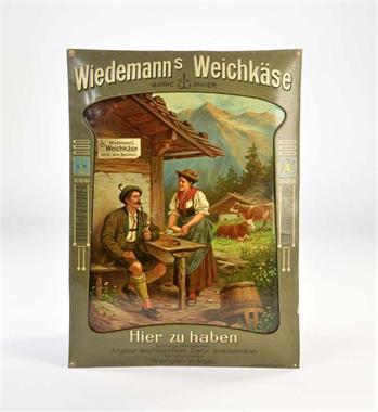 Blechschild "Wiedemanns Weichkäse" um 1900