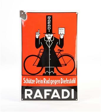 Emailleschild "Rafadi-Schütze dein Rad gegen Diebstahl"