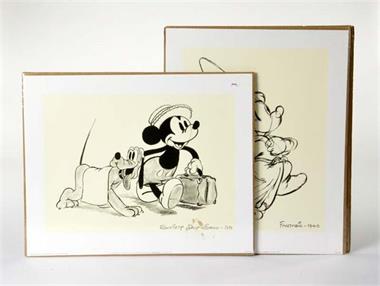4 Nachdrucke von Disney Zeichnungen der 30er Jahre