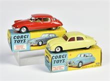 Corgi Toys, 210S Citroen DS & 208S Jaguar 2-4 Litre Saloon