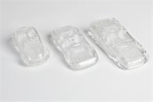 3 Modelle aus Glas, VW, Porsche, Ferrari