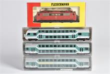Fleischmann, Lok 4347 und 3 Doppelstockwagen