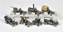 Plank, 7x Militärfahrzeuge Miniaturen Penny Toys