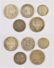 Russland, Lot von 4 Silbermünzen des 18. bis 20. Jhd.