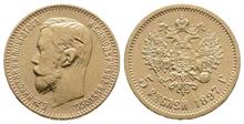 Russland, Nikolaus II., 1894-1917, 5 Rubel, 1897, St. Petersburg, Fb. 180, Gold